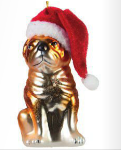 Christmas Glittery Pug Hanging Decoration